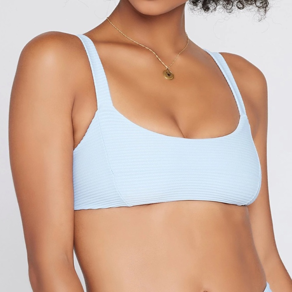 L space blue swim top